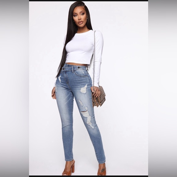 Fashion Nova Crossover Mid Rise Skinny Jeans - Picture 1 of 5